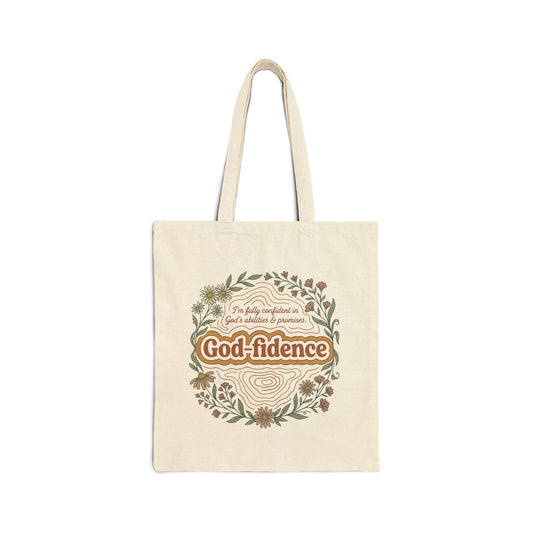 God-Fidence Christian Tote Bag — "I am fully confident in God's abilities & promises"