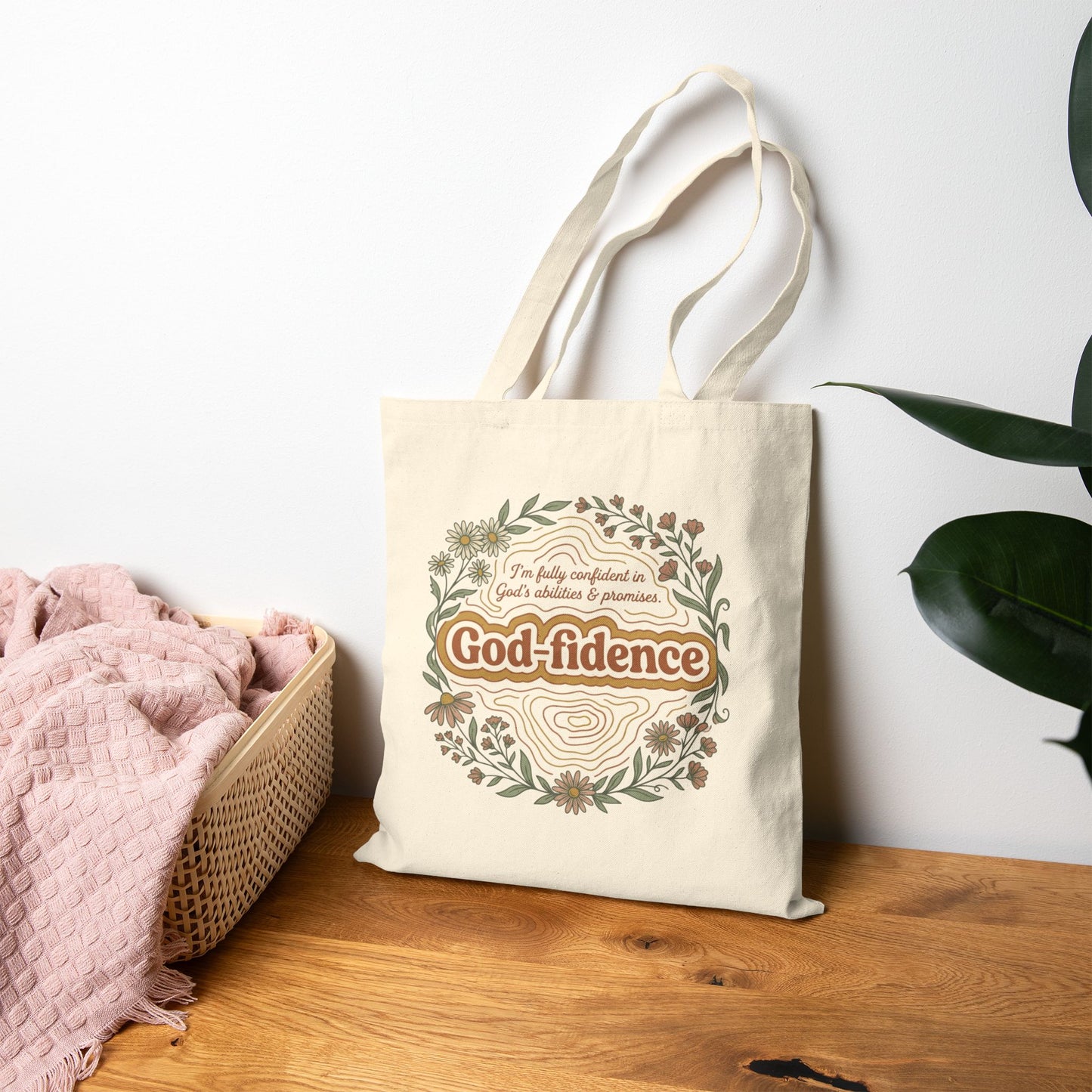 God-Fidence Christian Tote Bag — "I am fully confident in God's abilities & promises"